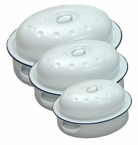 Oval enamel roaster dish - enamel,