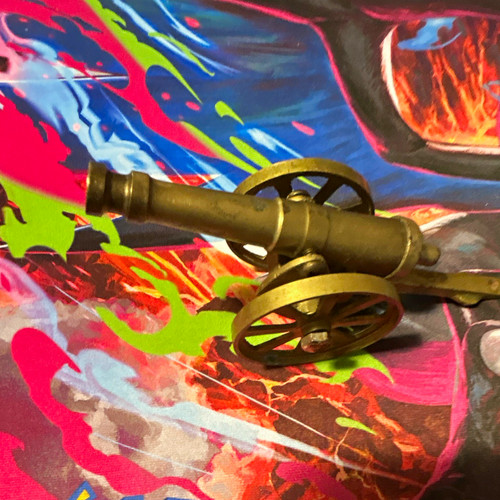 Vintage miniature brass cannon - vintage,