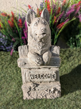 Alsatian / German Shepherd Garden Ornament Stone Welcome Gate Sign Dog statue