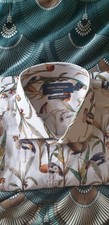 New Guide London Premium Cotton Stretch Shirt Large Bird Print Rrp £90 45" Chest