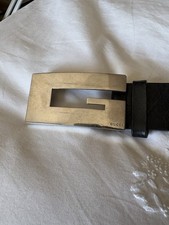 Silver Gucci G Belt With Black Leather Strap  Ladies Or Teen Boy