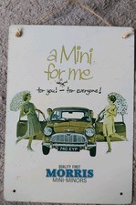 Morris Mini Minor Advert 60s style Printed on Metal Aluminium Sign 15cmx21cm