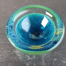 Vintage Mdina Blue Green Art Glass Bowl - Unsigned