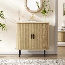 Fluted Sideboard Cabinet Buffet Storage Unit with Sliding Door 90x40x75cm