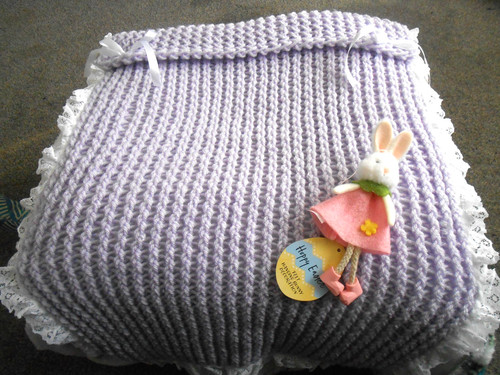 Hand knitted lilac white lace - knitted,