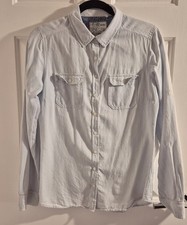 Women's Fat Face Blue Pinstriped Long Sleeved Shirt Size 12 Excellent Condition