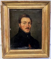 ANTIQUE OIL PAINTING Fine Portrait of a Gentleman FRENCH EMPIRE c1840 Inscribed