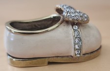 Single Miniature Pewter Metal Shoe with Rhinestones 5cm x 2.5cm