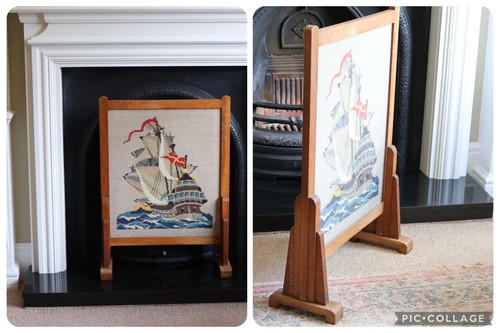 Antique wooden fire guard - wooden,