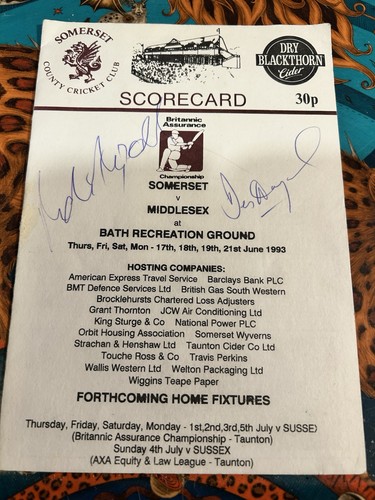 Signed somerset cricket - signed,