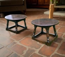 Pair Antique Reproduction Dark oak side tables Coffee Bedside
