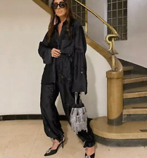 Zara Dark Green Black Embroidered Sequin Shirt & Trousers XL? set 2731/340