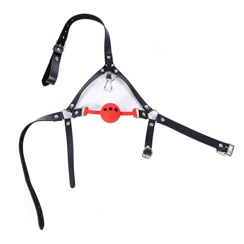 Red bondage head harness with - bondage,