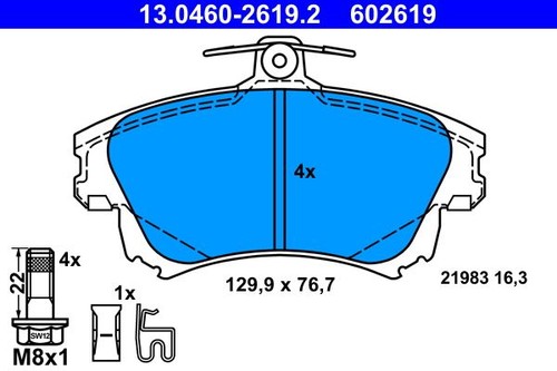 0460 2619 brake pad set - 13.0460-2619.2,