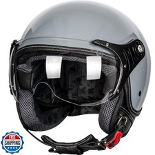 Yesmotor 3/4 Motorcycle Helmets Retro Open Face Vespa Scooters Helmet with Cl