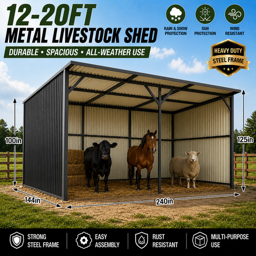 20ft metal livestock shed - 12-20ft,