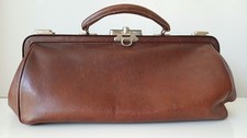Original Vintage Antique Brown Leather Gladstone Doctors Bag Holdall VGC