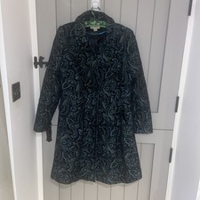 MONSOON Coat 14 blue &green Brocade Concealed Fastenings vintage wool mix ,lined
