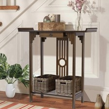 Vintage Hall Console Table Accent Table Entryway with Drawer Storage Shelf Wood