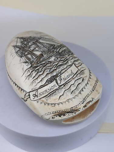 Faux scrimshaw whales tooth - a,