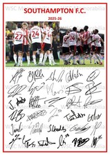 11819. Southampton FC Signed Team Sheets (A4 Prints) CHOOSE A SEASON 1975-26