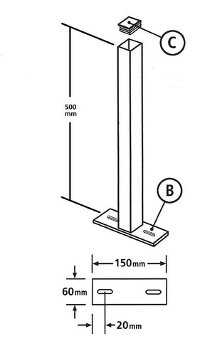 Metal post flat top - flat,
