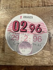 Old Tax Disc February 1996 (Ford)