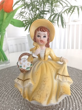 Vintage Sankyo Japanese Musical Figurine Music Sound Box Girl Lady Yellow Gift