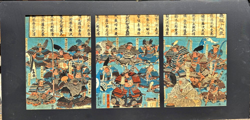Kuniyoshi woodblock triptych - kuniyoshi,