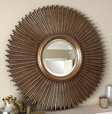 Sunburst Soft Gold Round Wall Mirror - MINT CONDITION