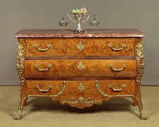 Louis XV Style Large Brass Mounted Marble Top Commode c.1960
