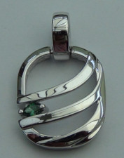Pierre Lang Abstact Chrome Pendant with Simulated Emerald stone