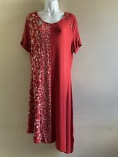Joe Browns Dress UK 14 Asymmetric Hem Rust Red Floral Panel Button Stitch Detail