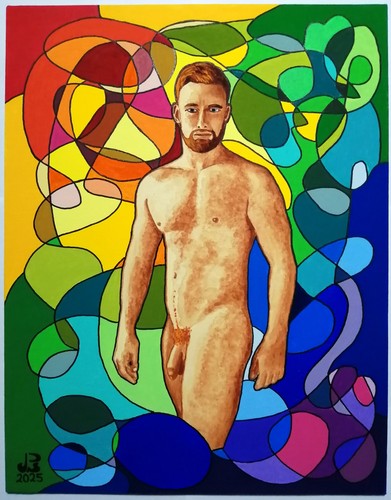 Stained glass beauty male - glass,