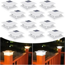 2-12x LED Solar Deck Post Cap Lights Garden Square Landscape Fence Lamps 2 Modes