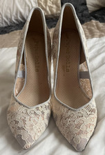 Lace Pale Blue Court Shoes