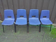 Four KM Plastic Metal School / Nursery Kids Child Enfants Stacking Chairs