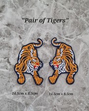 BIG Roaring Tigers Pair Embroided Iron on /sew Patch