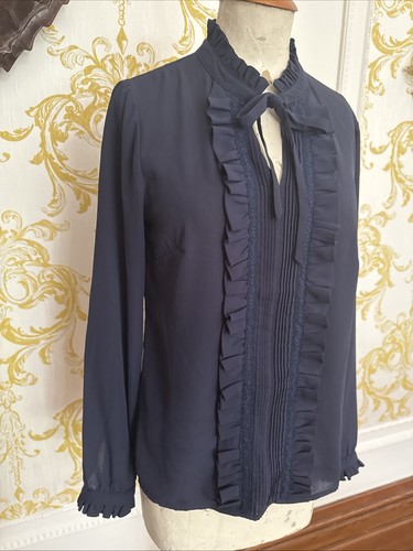 Vintage 1980s ruffle tie neck - ruffle,