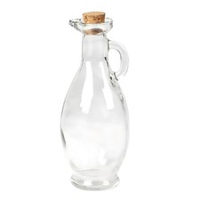 Oil or Vinegar Glass Bottle 250ml Cork Lid Dispenser Cruet Condiments Storage