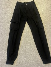 Women’s Size 8 Misguided Black cargos, cargo pants baggy trousers cargo trousers