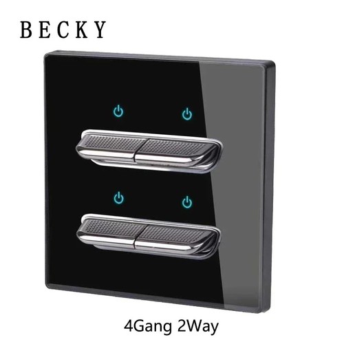 Black glass wall light switch - black,