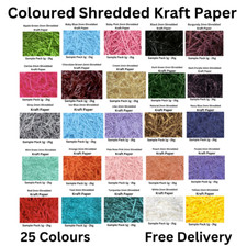 SHREDDED KRAFT PAPER 33 COLOURS PLAIN & MIXED COLOURED EASTER HAMPER FILLERS