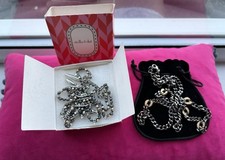 Two Long Necklaces Both Stella & Dot Gold and Silver with Crystals Box& Pouch