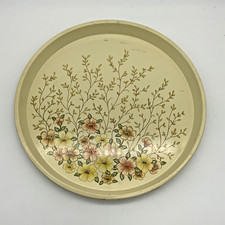 Vintage Metal Tray 1980s Cream