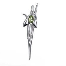 Peridot Brooch Sterling Silver Snowdrop Natural Green Marquise Gemstone