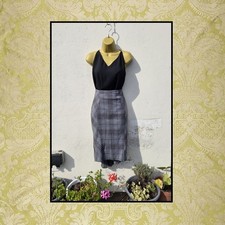 Atmosphere Size 12 Grey Check Wiggle Pencil Skirt Steampunk Fishtail Sexy Office