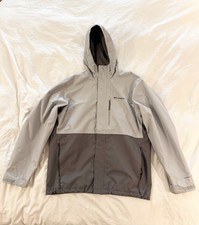 Columbia Omni-Tech Men's Grey Waterproof Rain Jacket L Hooded Lightweight Zip-up