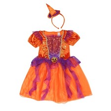 Girls Fancy Dress Pumpkin Theme 2 Piece Set Dress & Headband RRP £14 Halloween