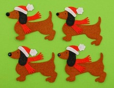 4 Felt Dachshund Dogs. Hand